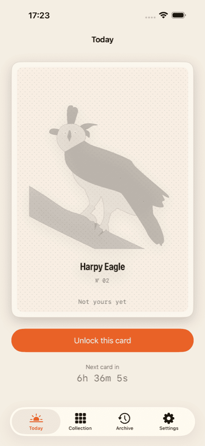 Today's card — one a day, changing at midnight.