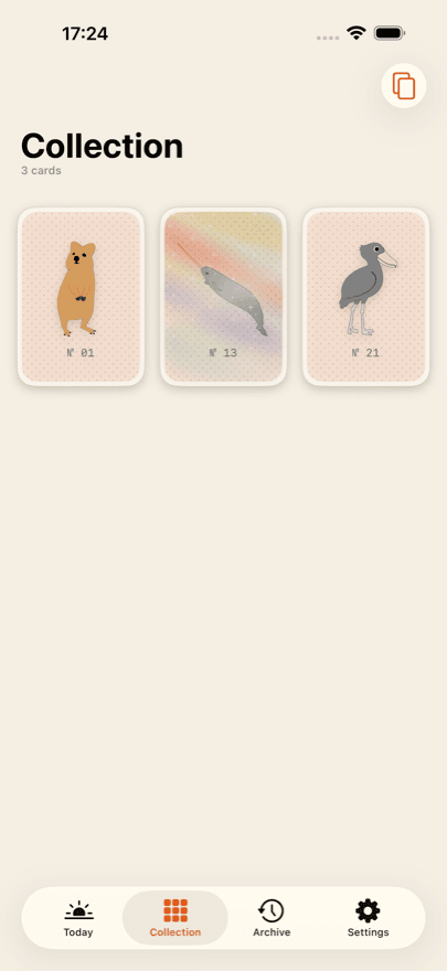 Your collection grows with every card you unlock.