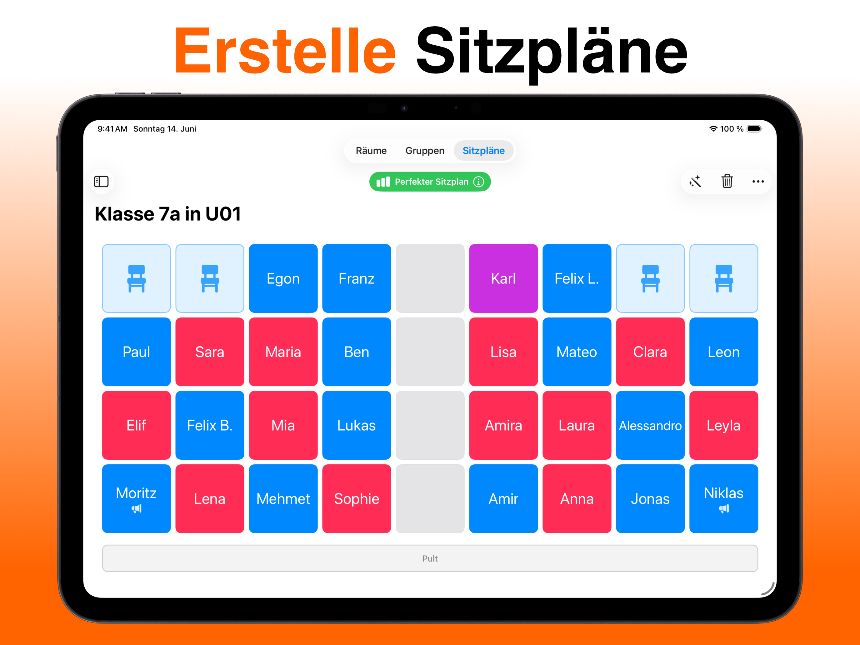 Platzwahl App-Vorschau