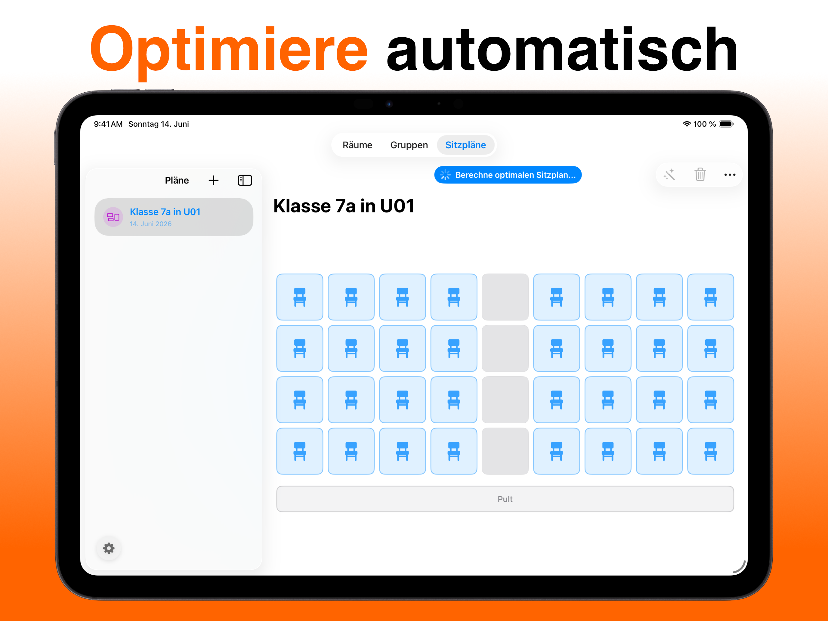 Optimiere automatisch — Sitzplan auf Knopfdruck berechnen