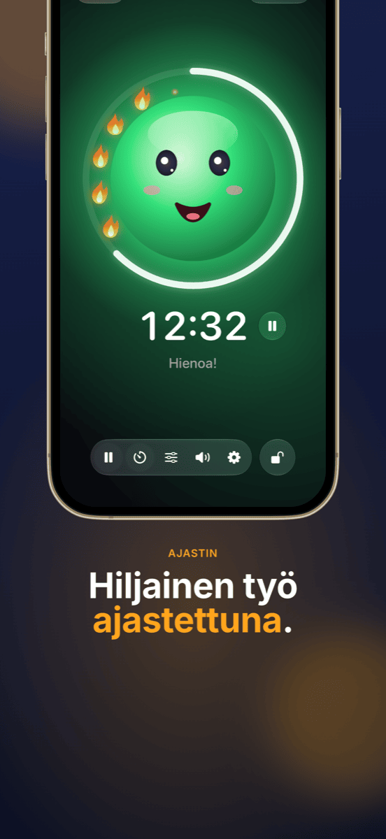 Ajastin näkyvillä: rengas maskotin ympärillä