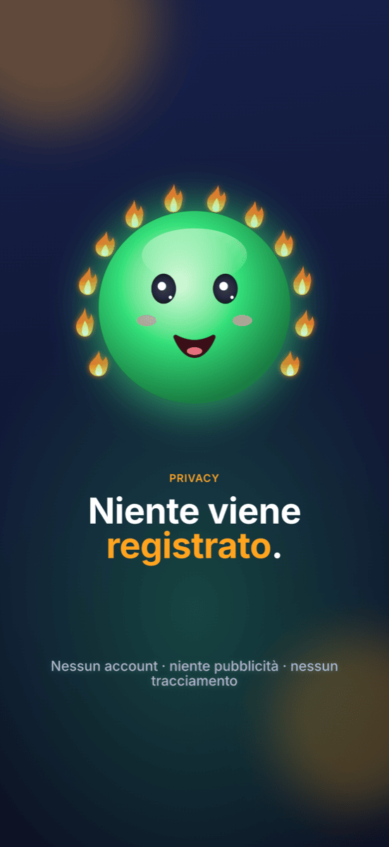 Nessuna registrazione: nessun account, nessuna pubblicità, nessun tracciamento