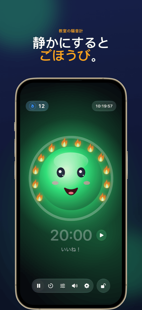 静けさにごほうび：炎の輪が完成したマスコットのPip