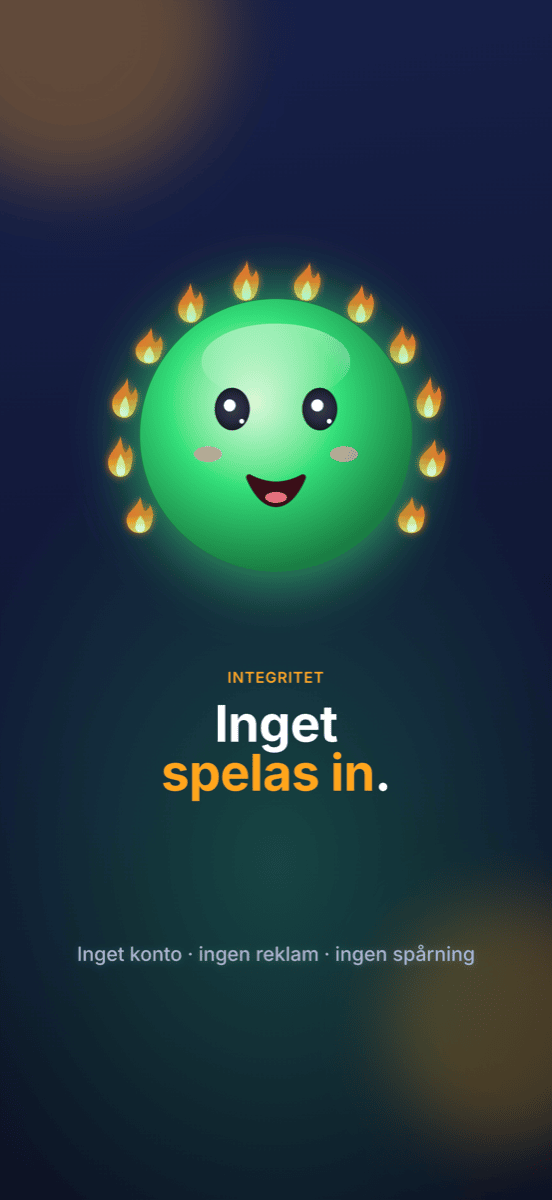 Inget spelas in: inget konto, ingen reklam, ingen spårning