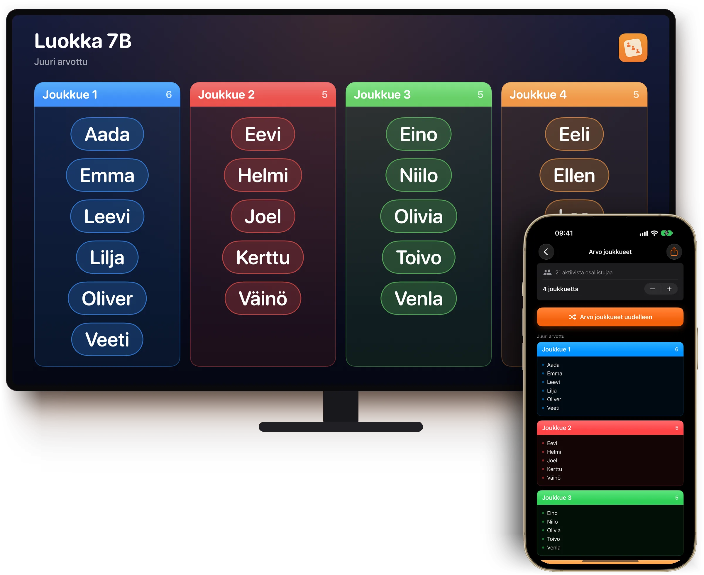Team Arvonta livenä televisiossa: arvotut joukkueet, edessä iPhone