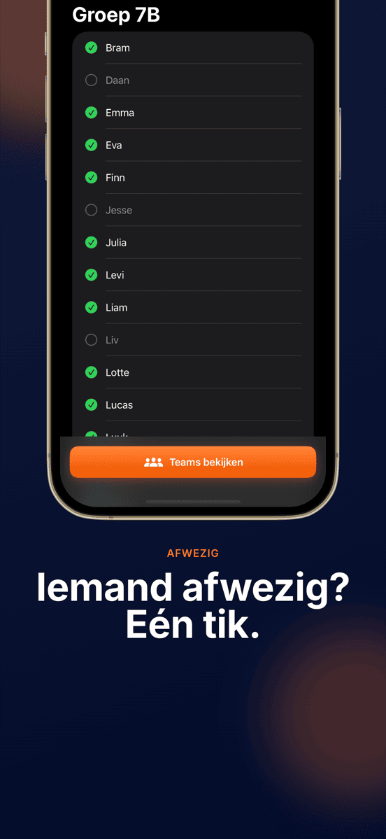 Iemand afwezig? Eén tik.